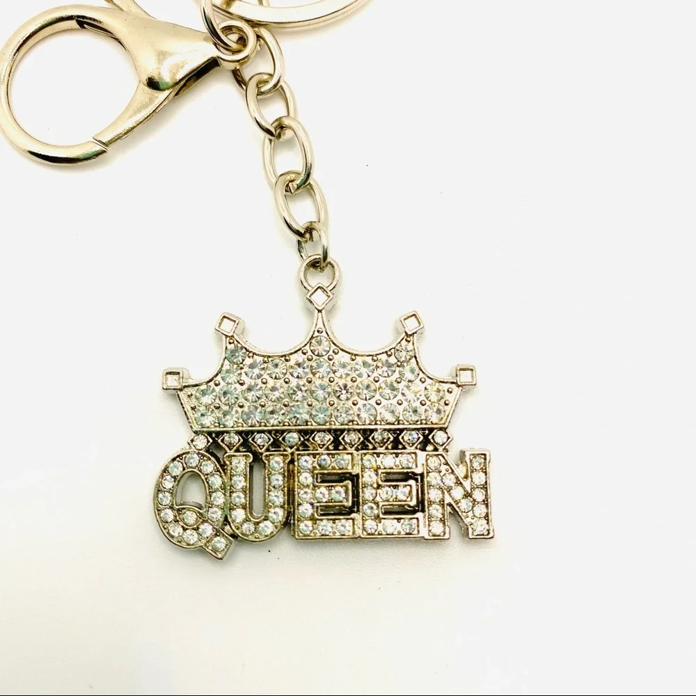 Purse Charm Key Chain Queen Crystals set in Silver tone. SUPER BRILLIANT